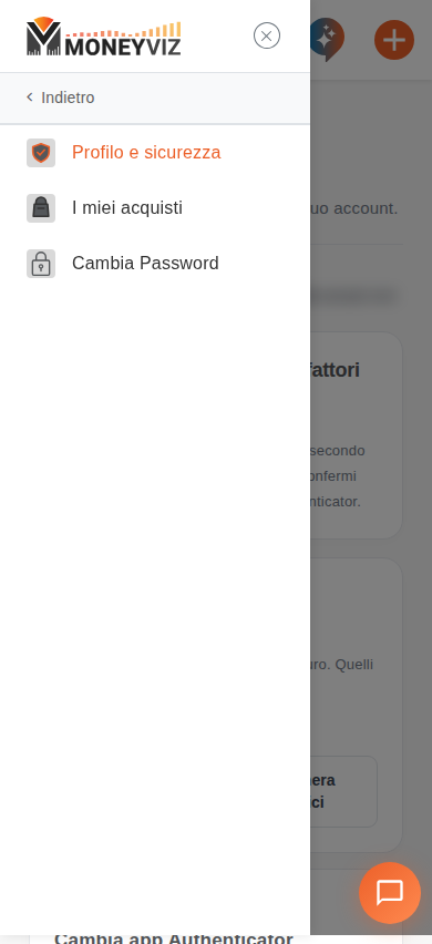 Menu da telefono con la voce Profilo e sicurezza