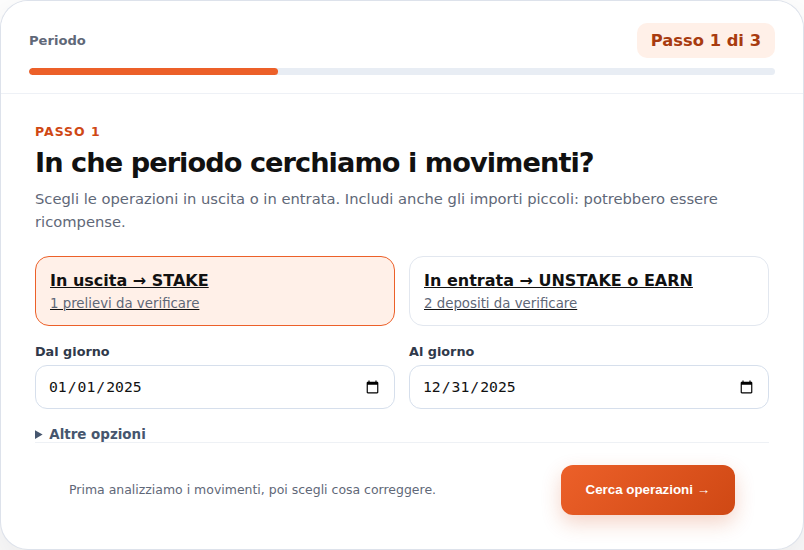 Periodo del wizard: crypto impegnate in staking e date della ricerca